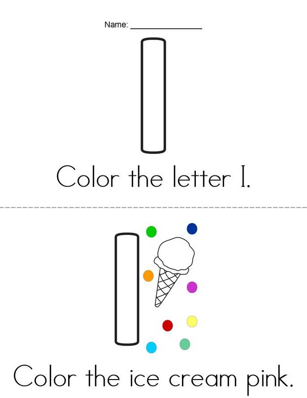I See a Colorful Letter I Mini Book - Sheet 1