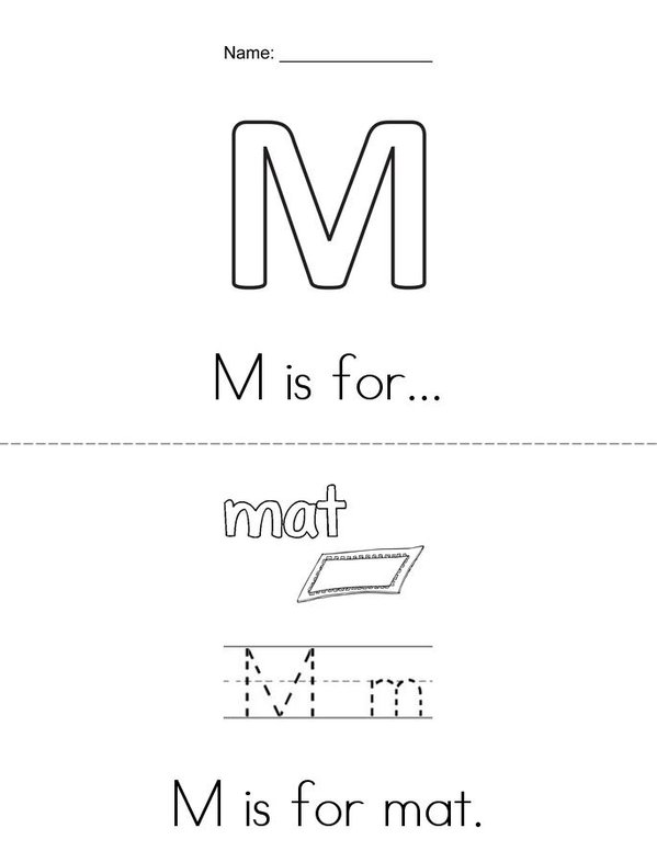 M is for...  Mini Book - Sheet 1