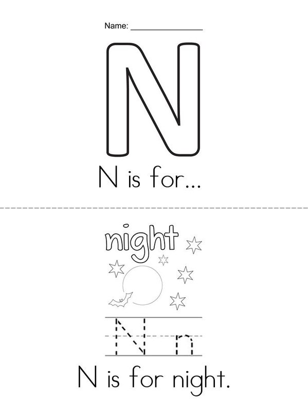 N is for...  Mini Book - Sheet 1
