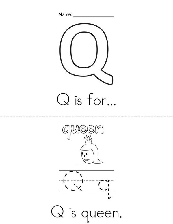 Q is for... Mini Book - Sheet 1