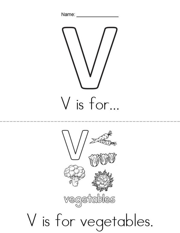 V is for... Mini Book - Sheet 1