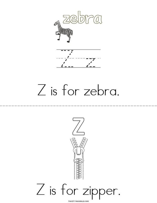 Z is for... Mini Book - Sheet 2