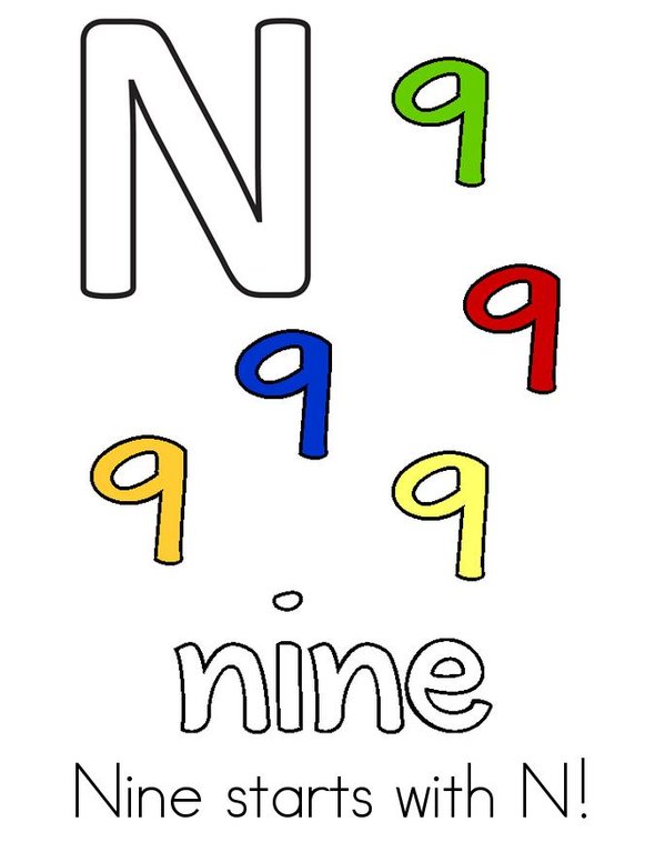 Nine Starts With N! Mini Book - Sheet 1