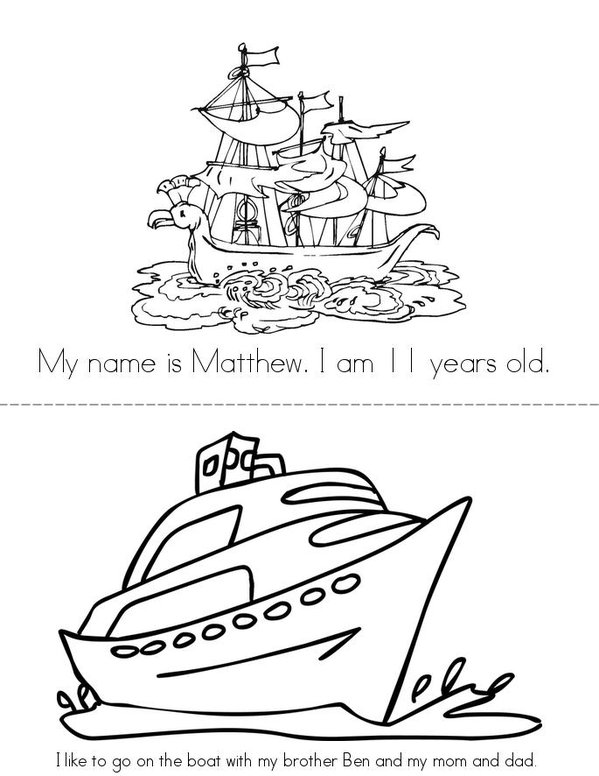 All About Me: Matthew Mini Book - Sheet 1