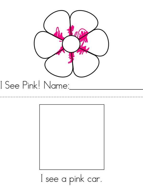 Draw pictures in the boxes. Pink Reader Mini Book - Sheet 1