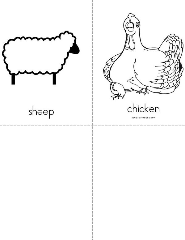 Animals on the Farm Mini Book - Sheet 2