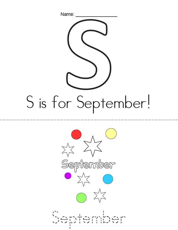S is for September! Mini Book - Sheet 1