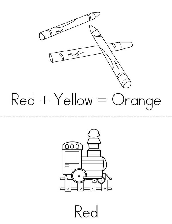 Red + yellow = orange Mini Book - Sheet 1