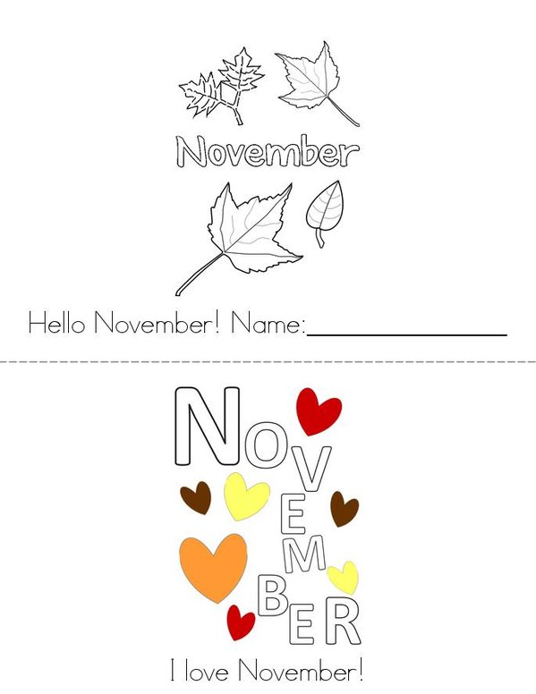 Hello November! Mini Book - Sheet 1