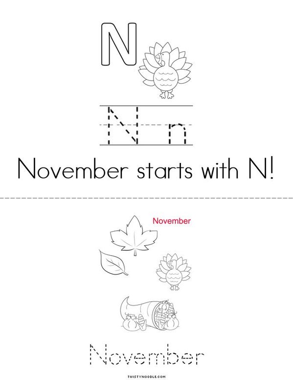 Hello November! Mini Book - Sheet 2