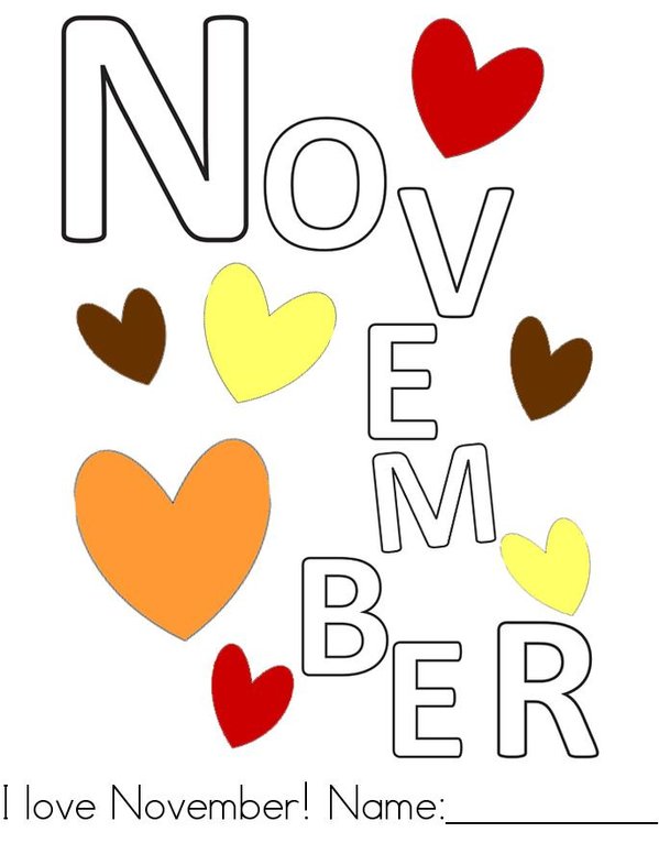 I Love November! Mini Book - Sheet 1