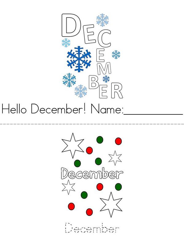 Hello December! Mini Book - Sheet 1