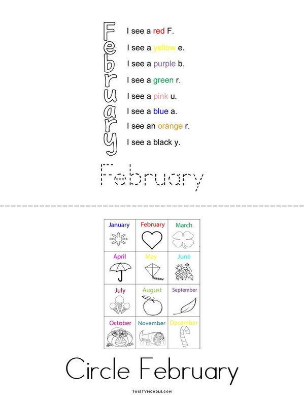 F is for February! Mini Book - Sheet 2