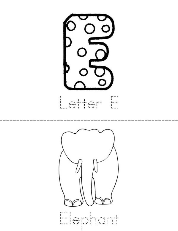 E is for Elephant Mini Book - Sheet 1