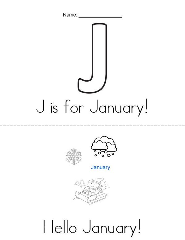 Hello January! Mini Book - Sheet 1