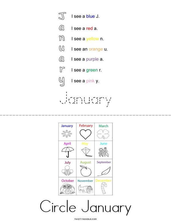 Hello January! Mini Book - Sheet 2