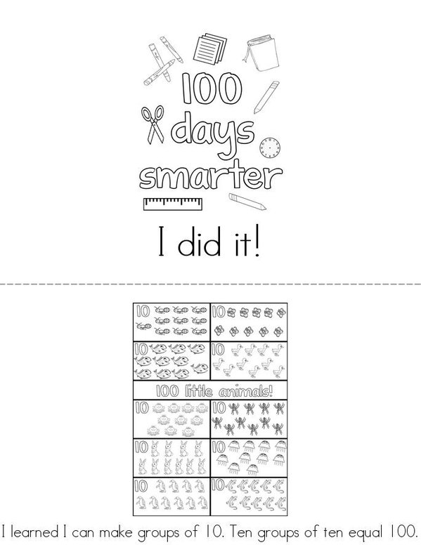 Happy 100 days of school! Mini Book - Sheet 1