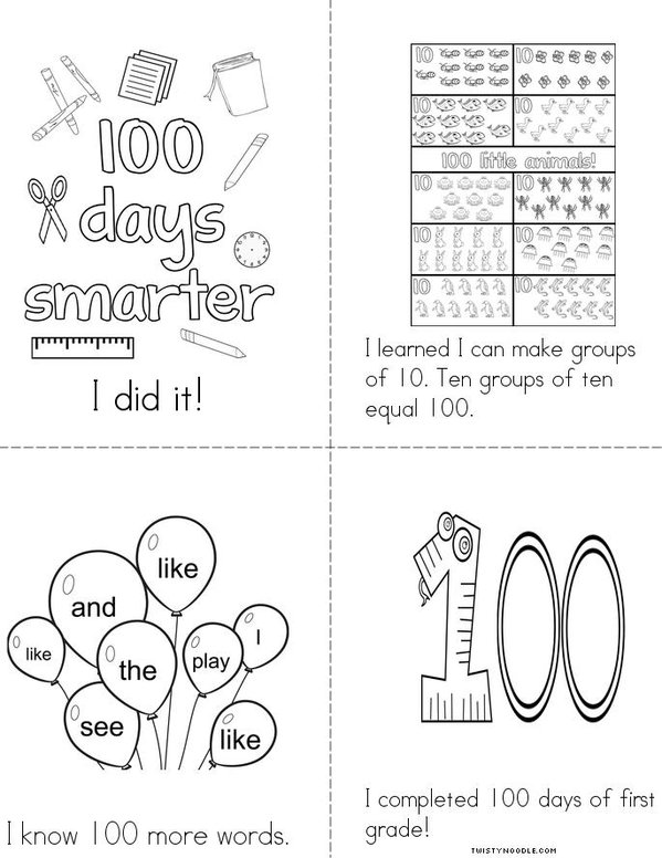 Happy 100 Days Of School Book Twisty Noodle