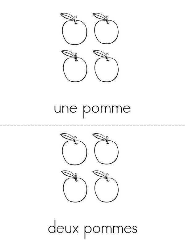 Apple Counting (French) Mini Book - Sheet 1