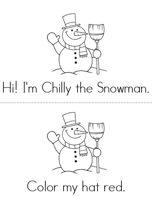 Chilly the Snowman Mini Book - Sheet 1