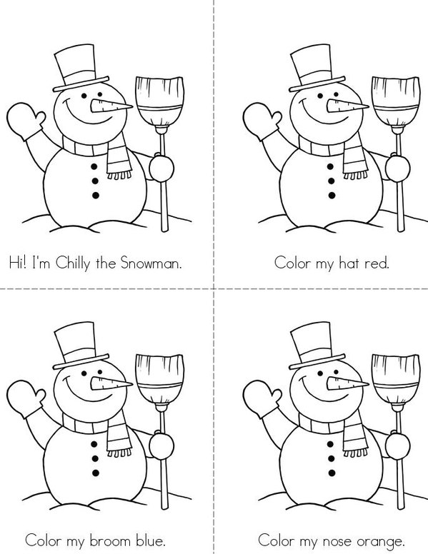 Chilly the Snowman Mini Book - Sheet 1