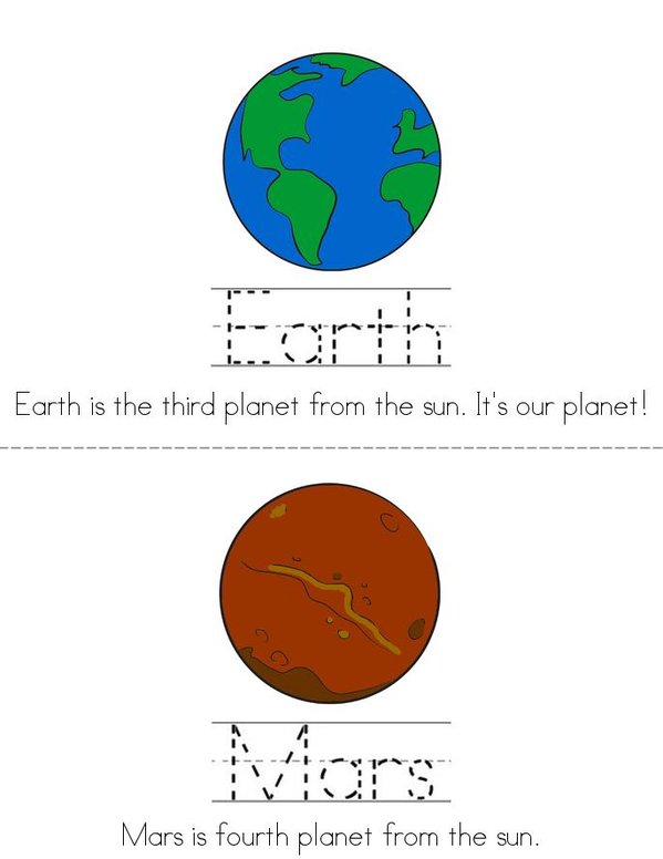 The Planets Mini Book - Sheet 2