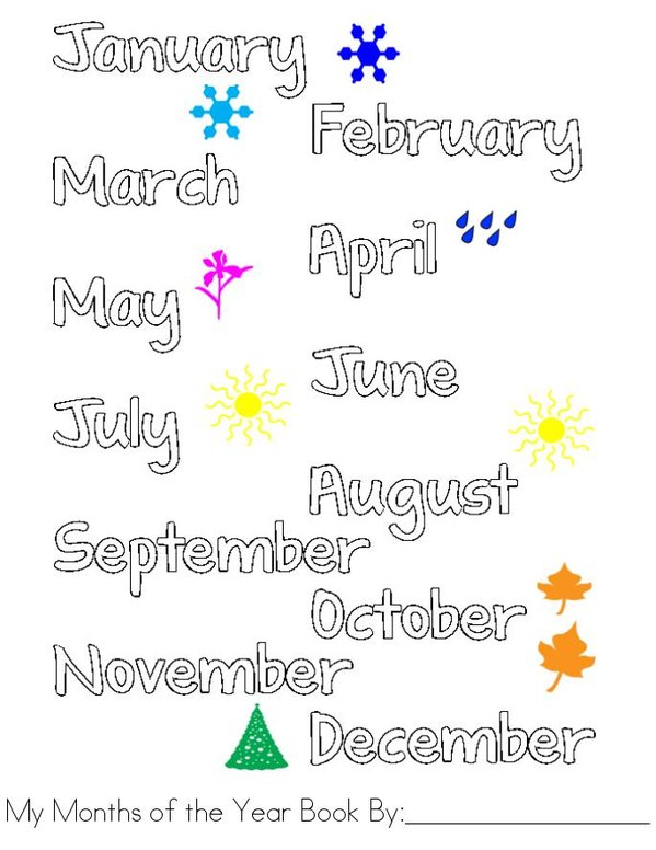 My Months of the Year Book Mini Book - Sheet 1