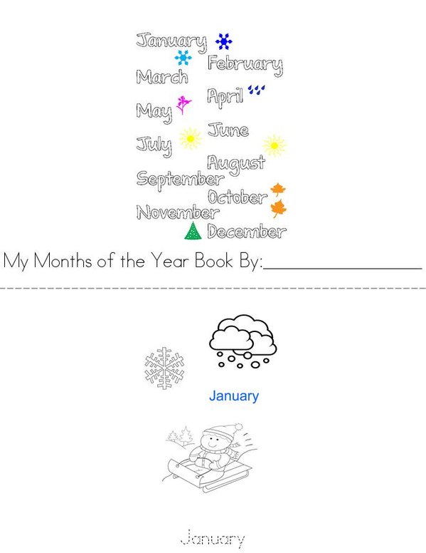 My Months of the Year Book Mini Book - Sheet 1