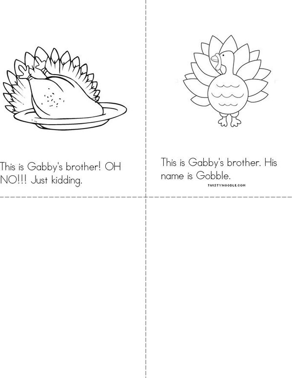 Gabby the Turkey Mini Book - Sheet 2