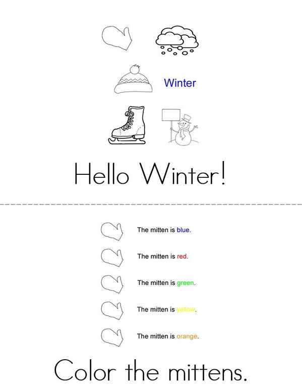 Hello Winter! Mini Book - Sheet 1
