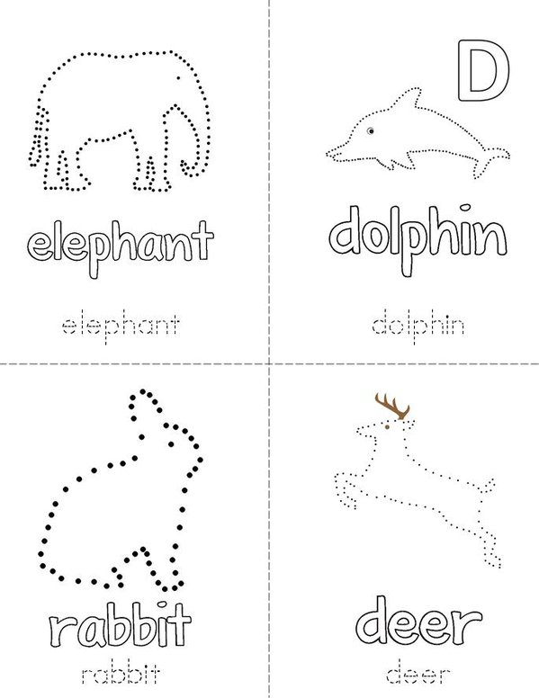 Trace and Color the Animals Mini Book - Sheet 1