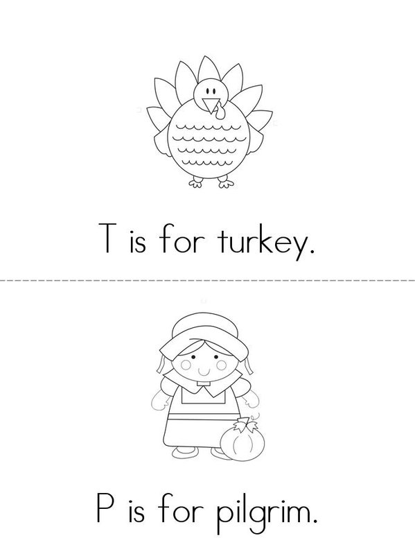 ABC's of Thanksgiving  Mini Book - Sheet 1