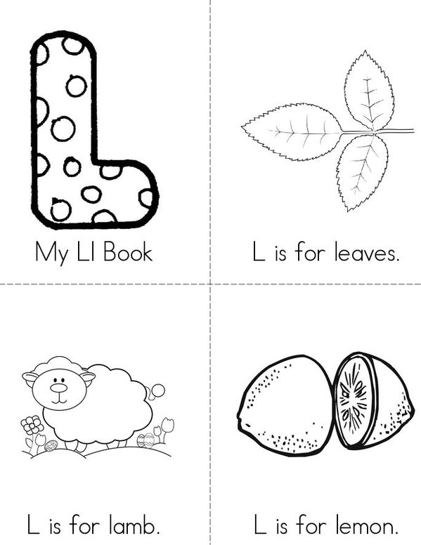 My Letter L Mini Book - Sheet 1