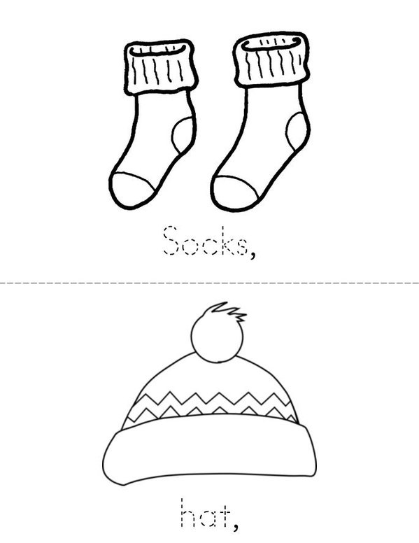 Socks, Hat, Coat. Mini Book - Sheet 1