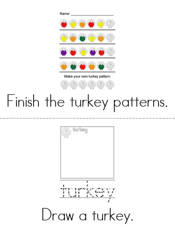 Turkey Activity Book Mini Book - Sheet 1