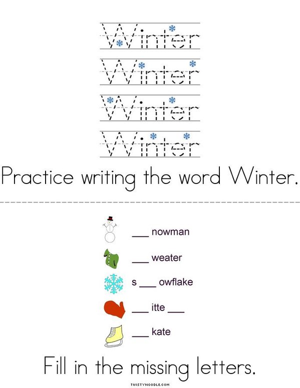 Winter Activity Book Mini Book - Sheet 2