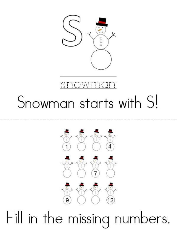 Snowman Activity Book Mini Book - Sheet 2