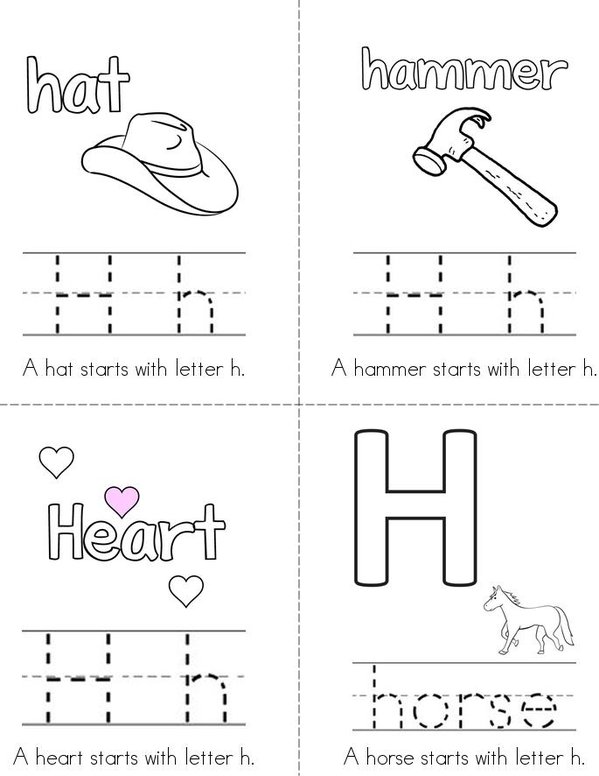 Letter H Book Mini Book - Sheet 1