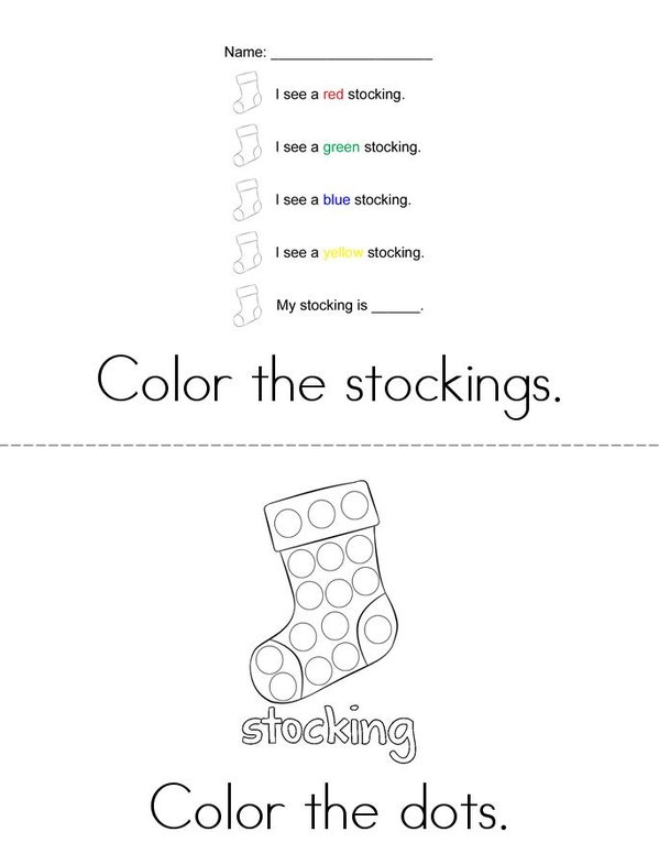 Stocking Activity Book Mini Book - Sheet 1