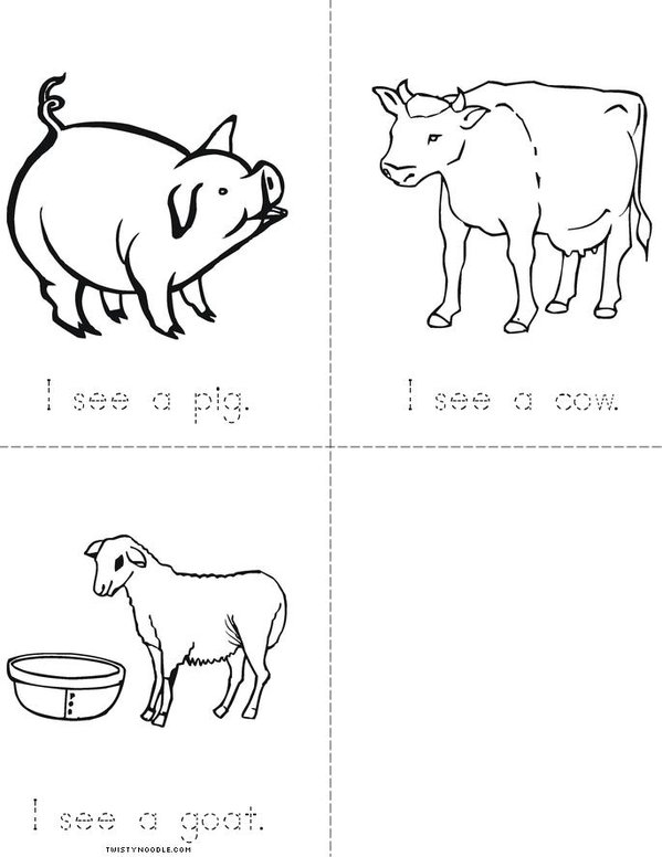 Farm Animal Mini Coloring Book
