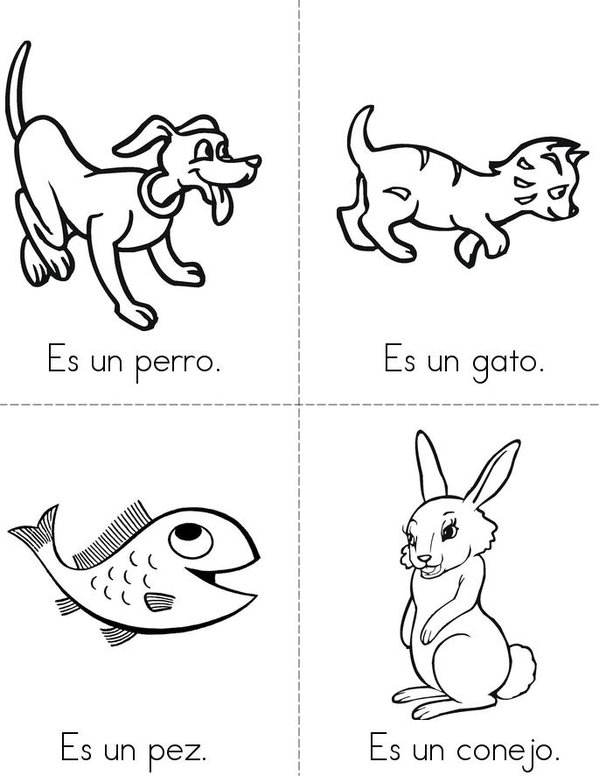 Las mascotas (Pets) Mini Book - Sheet 1