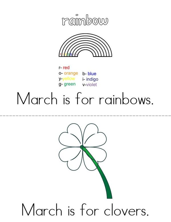 March is...  Mini Book - Sheet 1