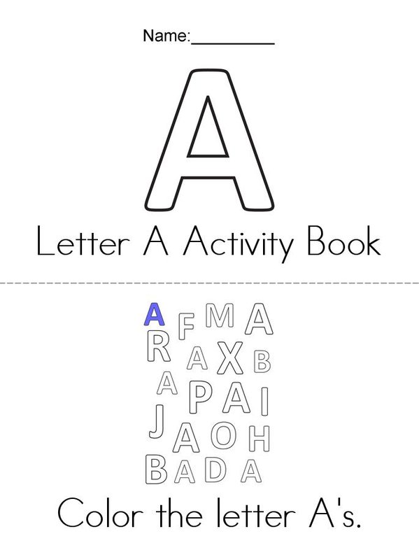Letter A Activity Book Mini Book - Sheet 1