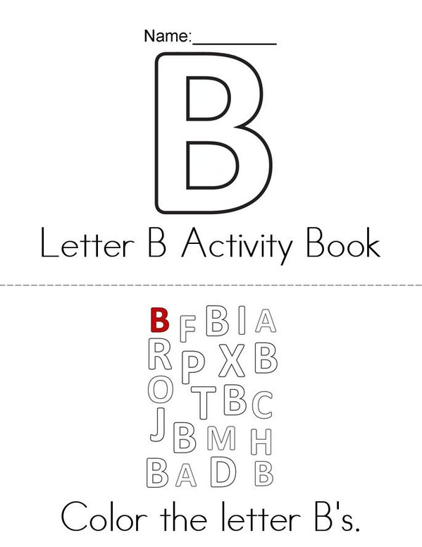 Letter B Activity Book Mini Book - Sheet 1