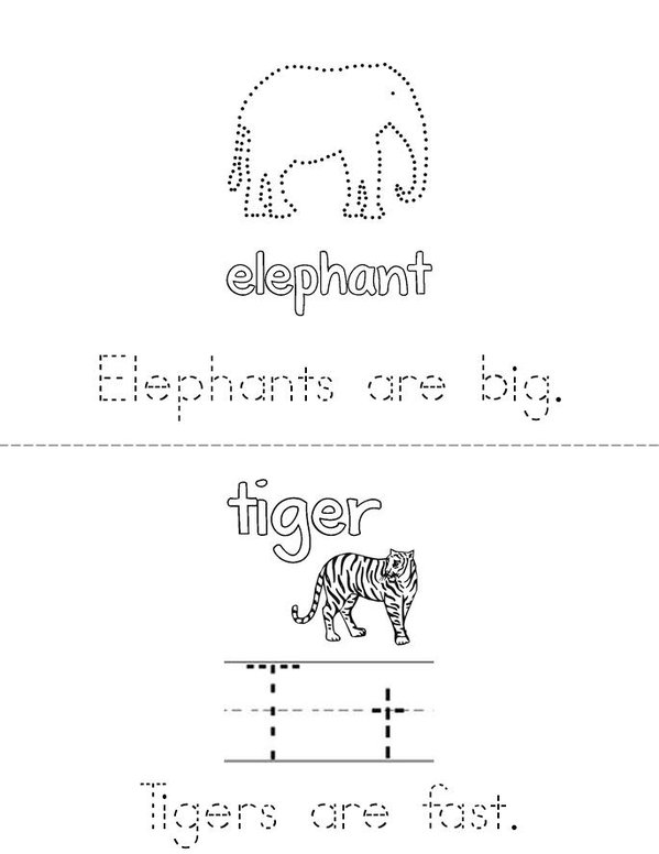 Zoo Animals  Mini Book - Sheet 1