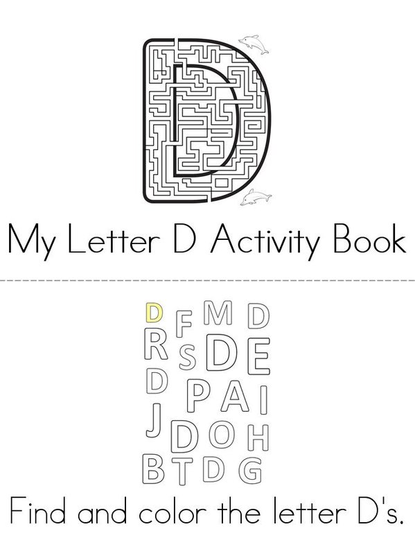 Letter D Activity Book Mini Book - Sheet 1