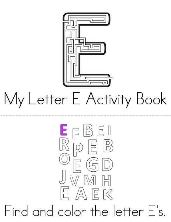 Letter E Activity Book Mini Book - Sheet 1