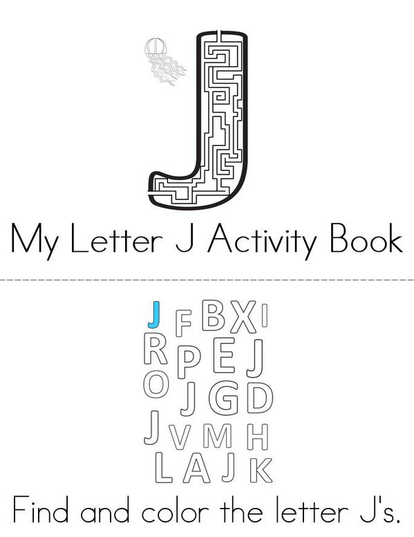 Letter J Activity Book Mini Book - Sheet 1