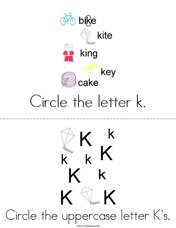 Letter K Activity Book Mini Book - Sheet 2
