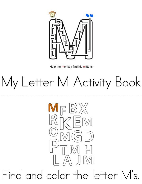 Letter M Activity Book Mini Book - Sheet 1